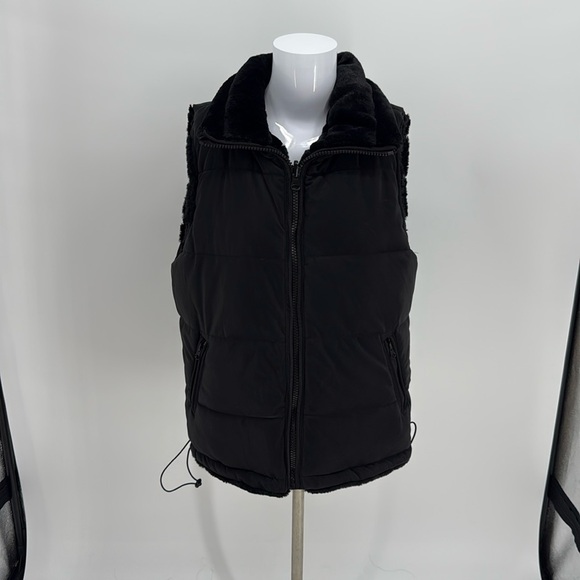 Ookie and Lala Carbon Puffer Vest Reversible to Grooved Faux Fur Size M NEW - Picture 7 of 15